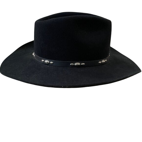 Resistol Hondo Cowboy Hat Size 7 1/2 2X Black Wool Silver Conchos Made In Texas - Picture 8 of 10